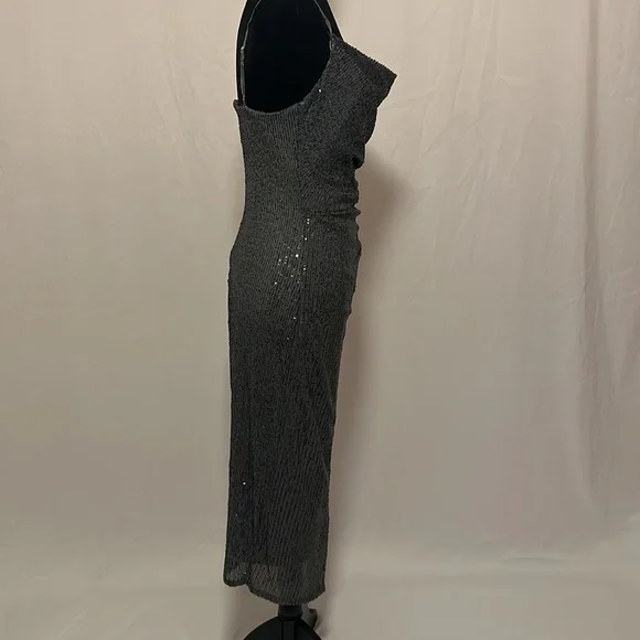 Laundry by shelli segal sequin cowl neck slip in gunmetal  size 6 - Picture 4 of 6